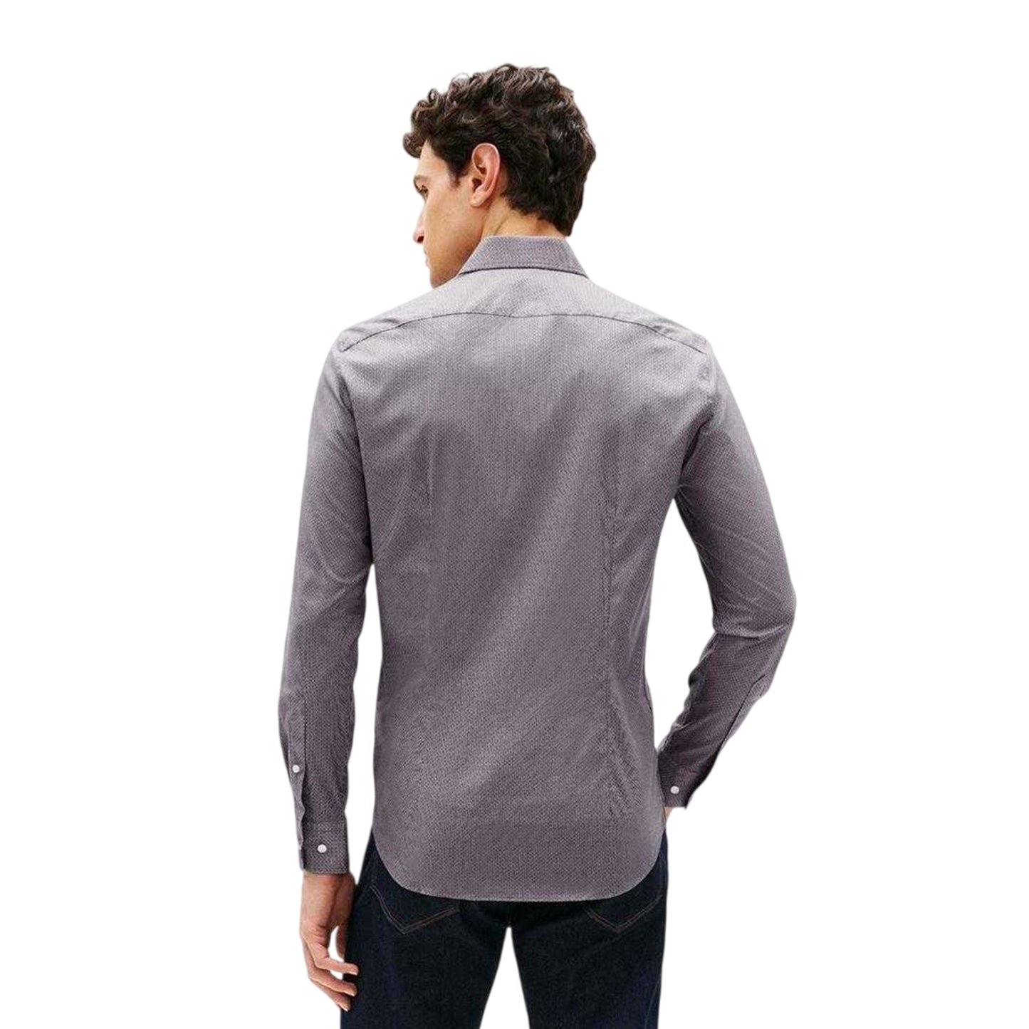 Grey - Back - Tommy Hilfiger Mens Microprint Long-Sleeved Shirt