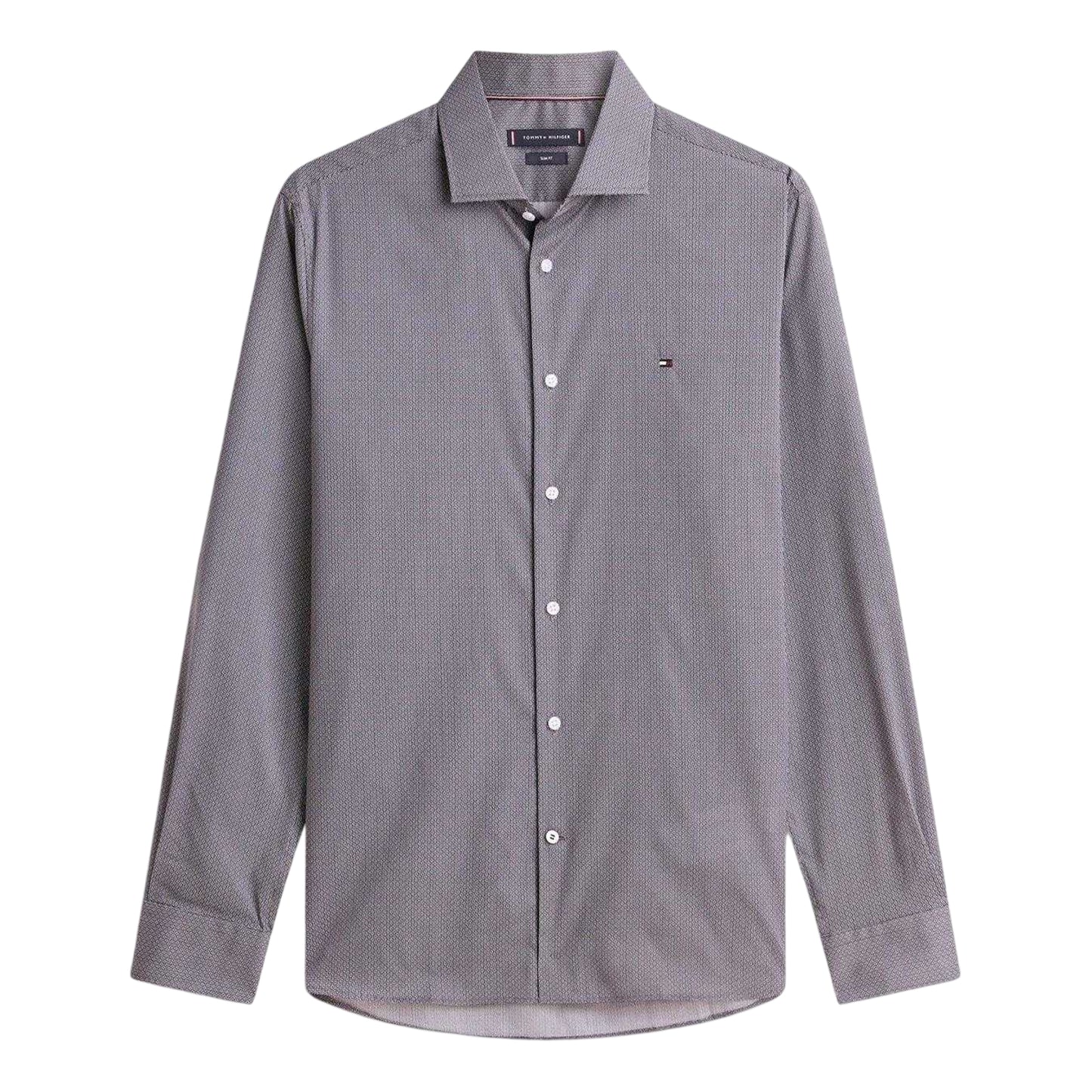 Grey - Front - Tommy Hilfiger Mens Microprint Long-Sleeved Shirt