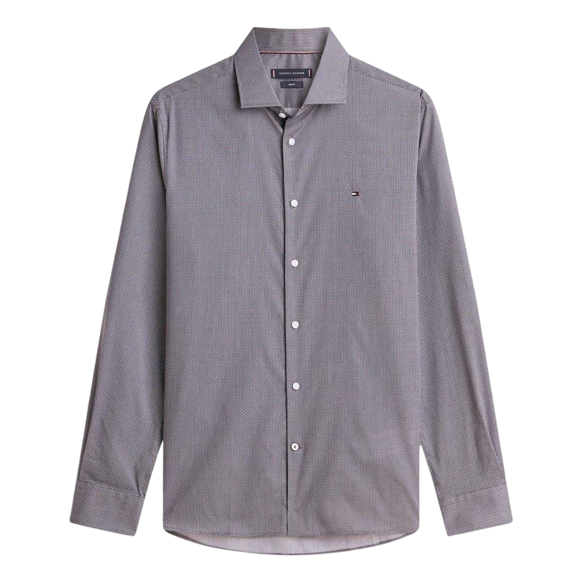 Grey - Front - Tommy Hilfiger Mens Microprint Long-Sleeved Shirt