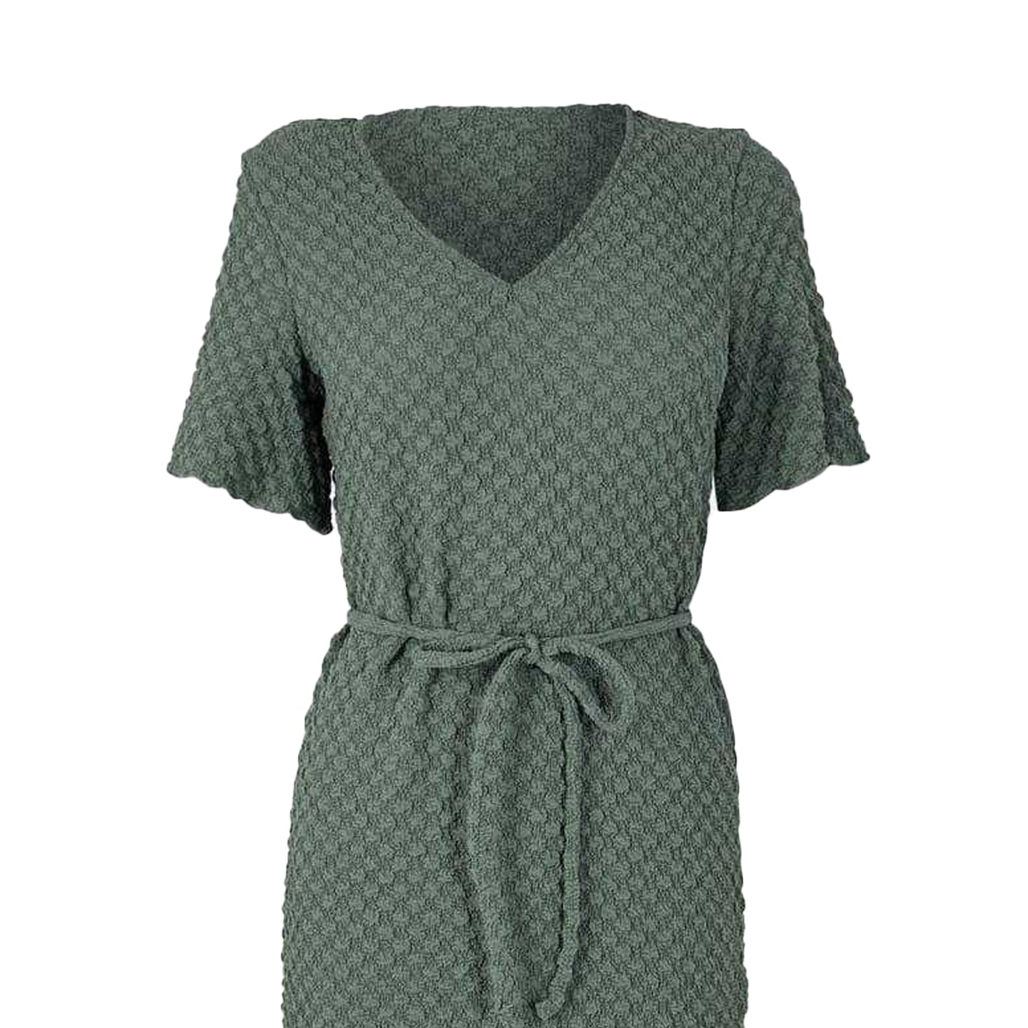 Balsam Green - Back - Vero Moda Womens-Ladies Bubble V Neck Midi Dress