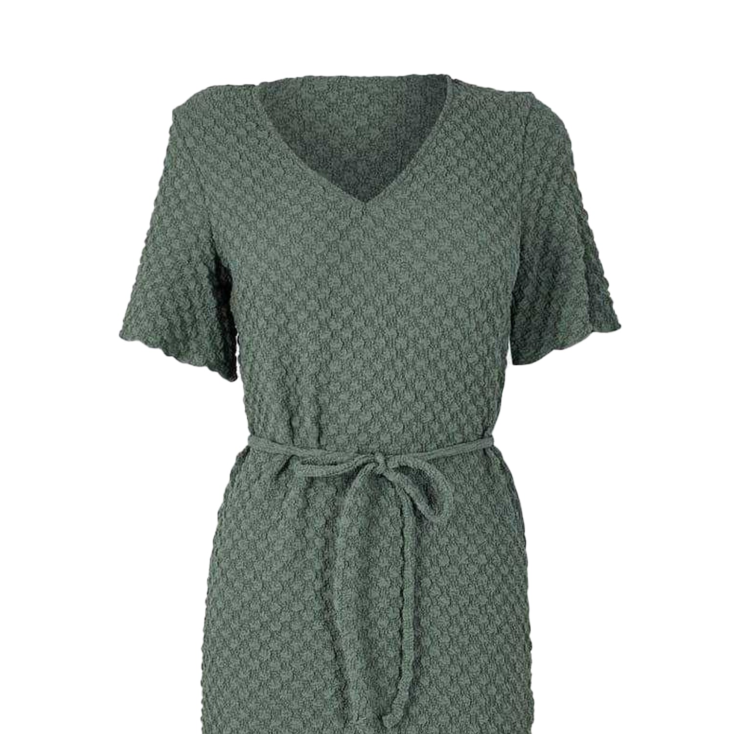 Balsam Green - Back - Vero Moda Womens-Ladies Bubble V Neck Midi Dress