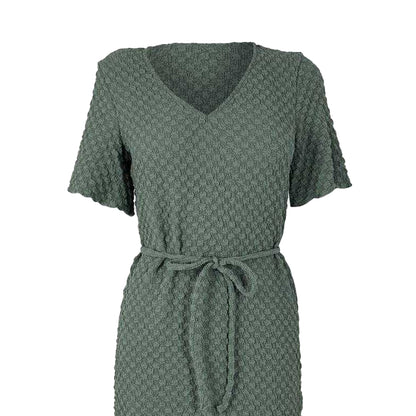 Balsam Green - Back - Vero Moda Womens-Ladies Bubble V Neck Midi Dress