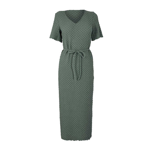 Balsam Green - Front - Vero Moda Womens-Ladies Bubble V Neck Midi Dress