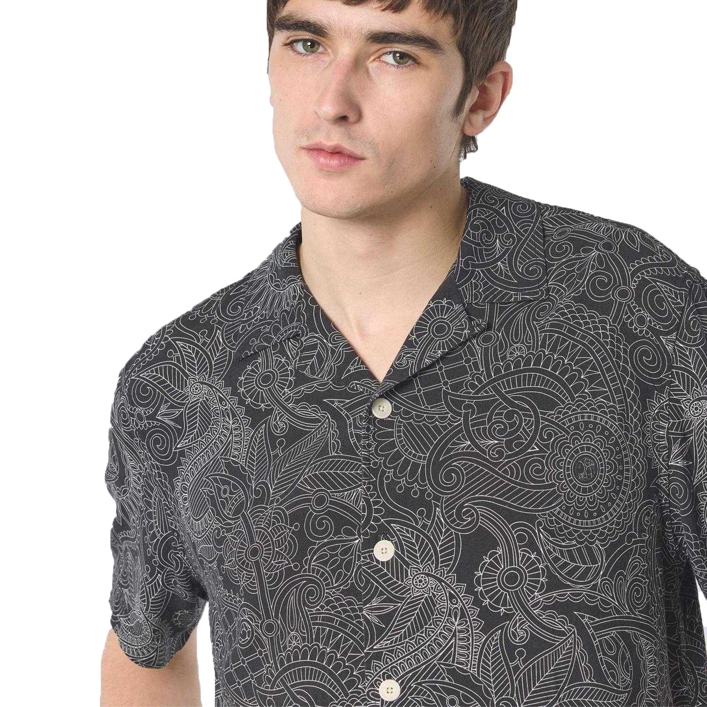 Black - Side - Pretty Green Mens Reson Paisley Shirt