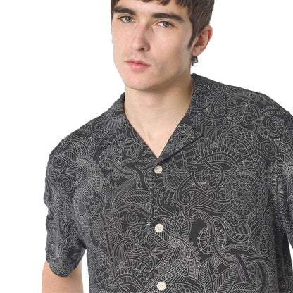 Black - Side - Pretty Green Mens Reson Paisley Shirt