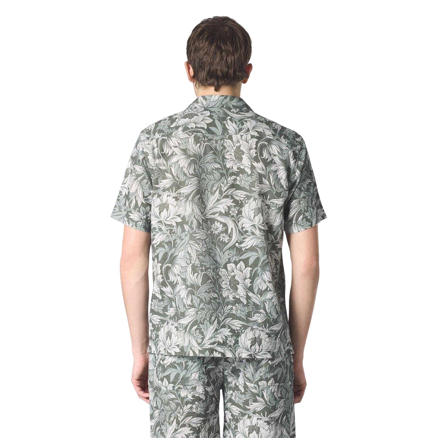 Green - Back - Pretty Green Mens Bostall Floral Lightweight Shirt