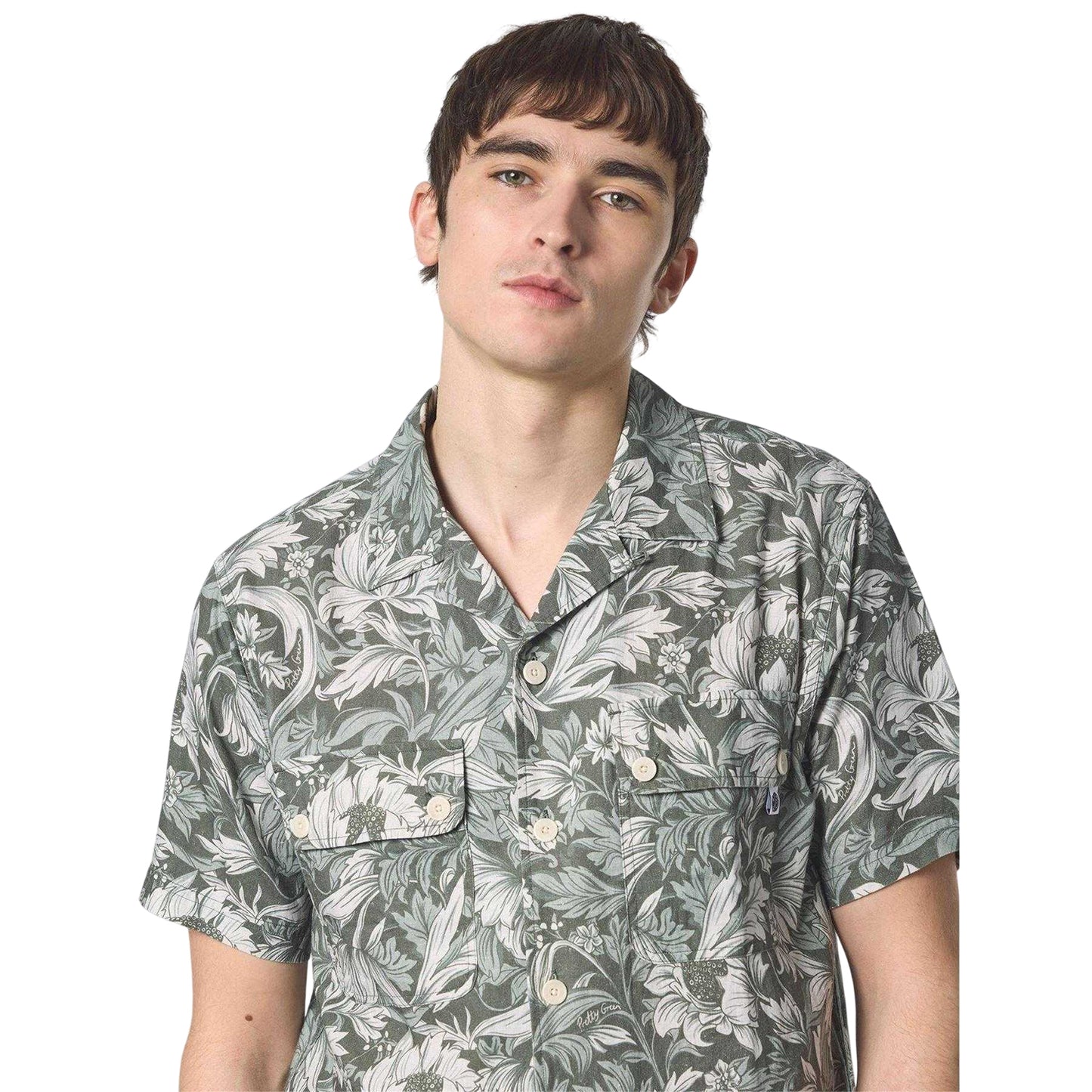 Green - Side - Pretty Green Mens Bostall Floral Lightweight Shirt