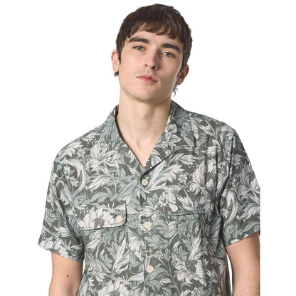 Green - Side - Pretty Green Mens Bostall Floral Lightweight Shirt