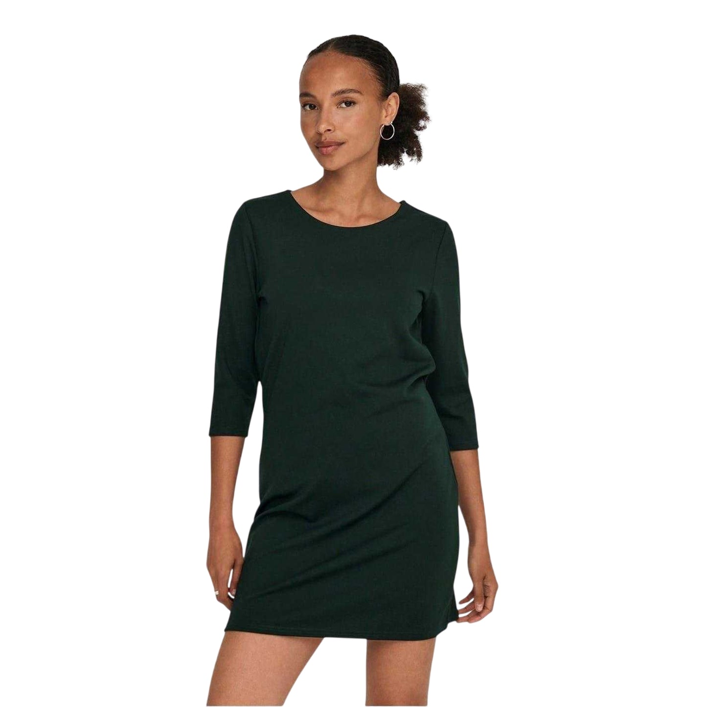 Pine Green - Front - Only Womens-Ladies Brill Crew Neck Mini Dress
