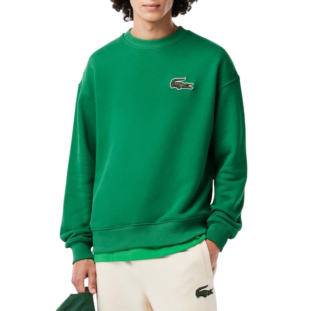 Green - Back - Lacoste Mens Fleece Loose Sweatshirt