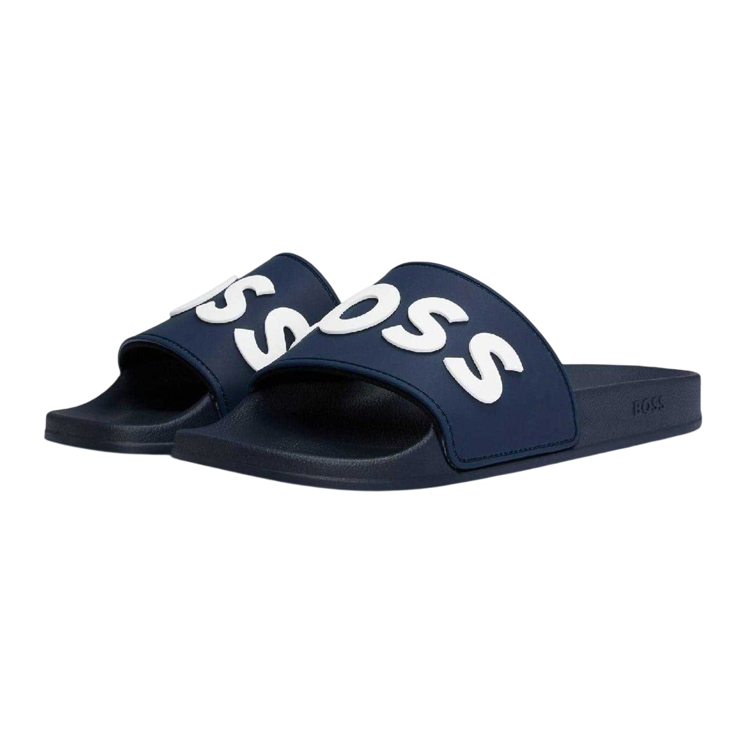 Dark Blue - Side - Boss Unisex Adult Kirk Open Toe Flat Sliders