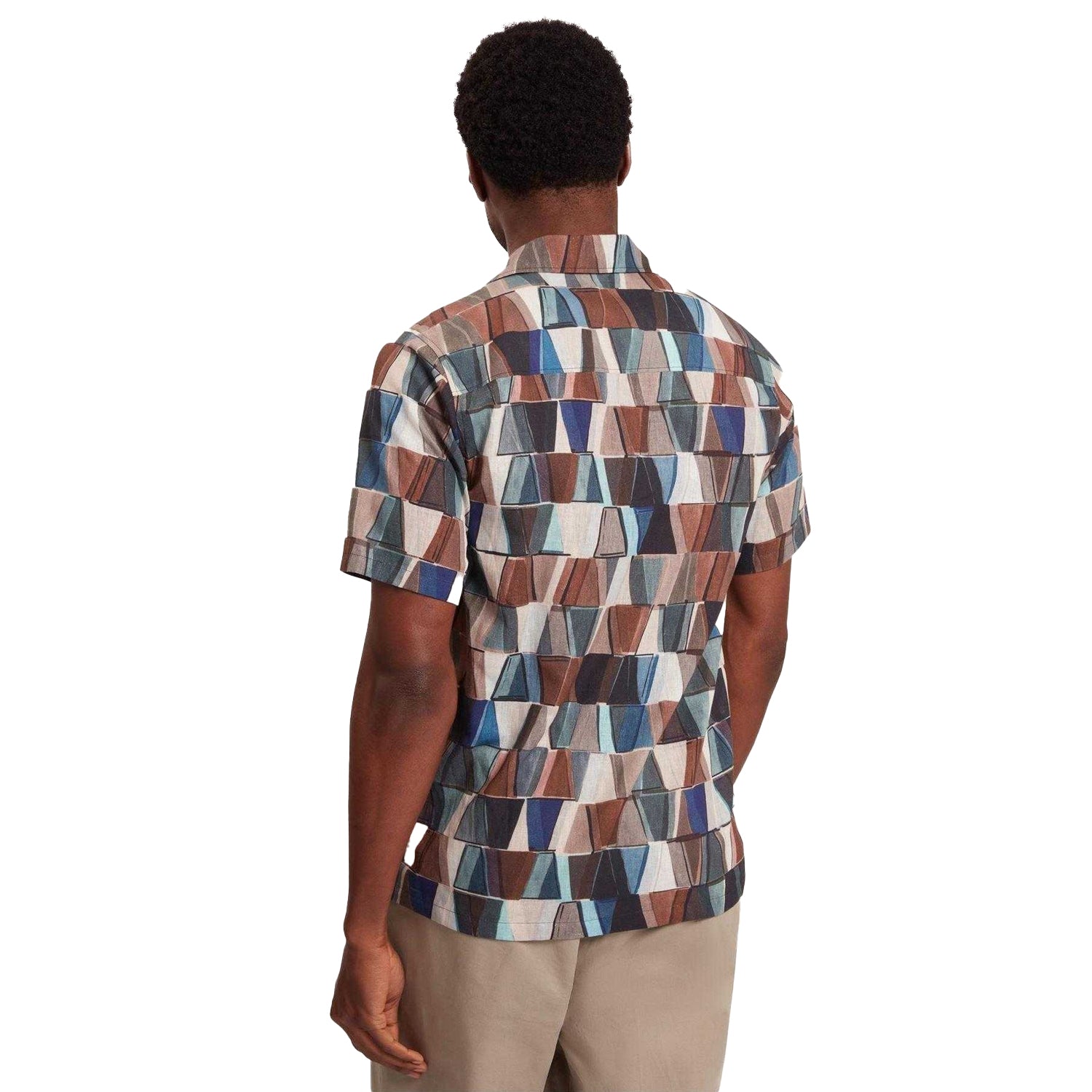Multicoloured - Back - Ted Baker Mens Geometric Linen Regular Shirt