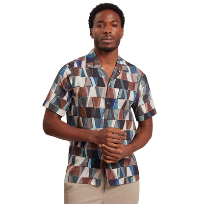 Multicoloured - Lifestyle - Ted Baker Mens Geometric Linen Regular Shirt