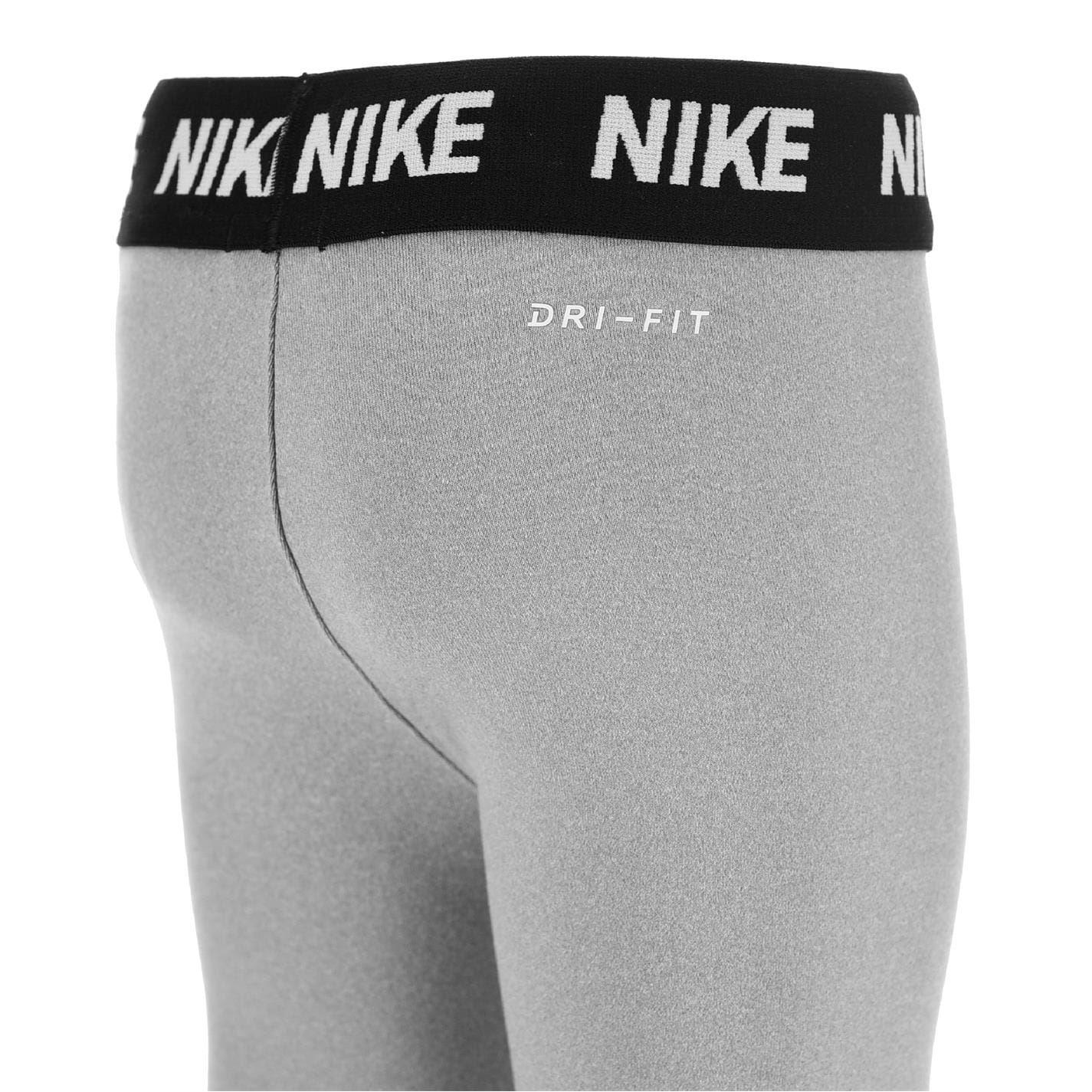 Grey - Side - Nike Girls Swoosh Leggings