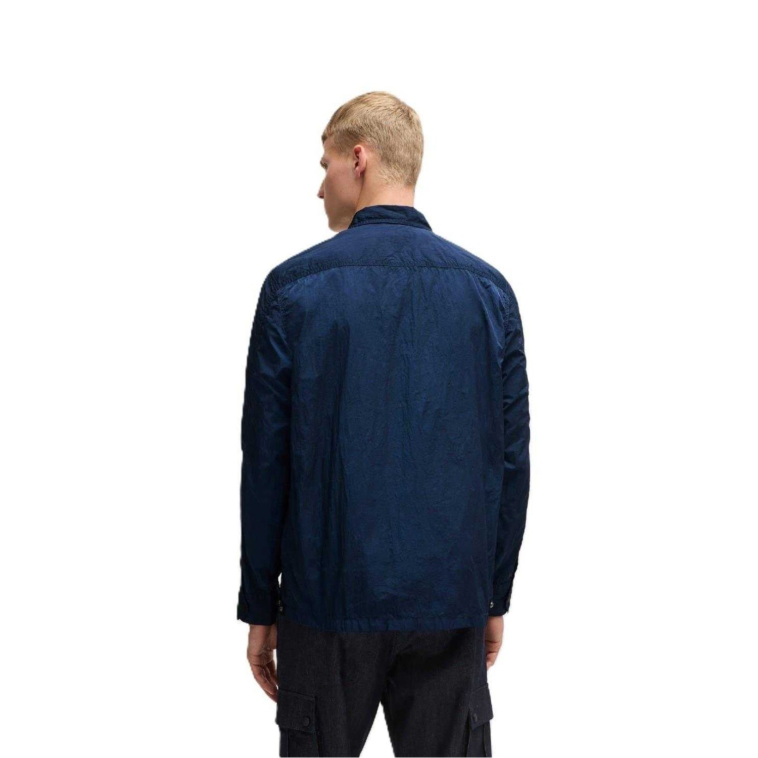 Blue - Back - Boss Mens Leejay Regular Shirt Jacket
