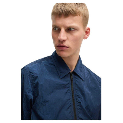 Blue - Side - Boss Mens Leejay Regular Shirt Jacket