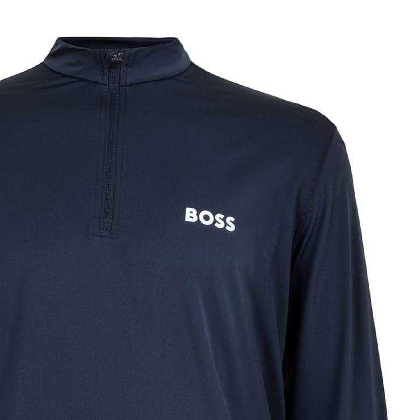 Navy - Side - Boss Mens Performance Quarter Zip Long-Sleeved Top