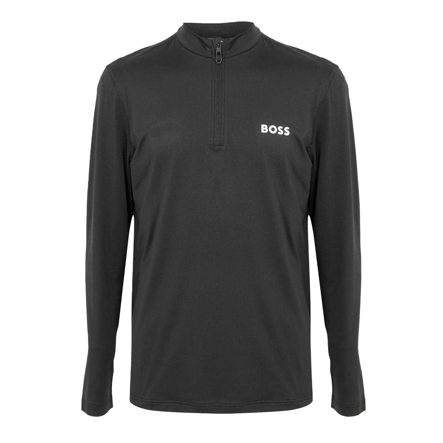 Black - Front - Boss Mens Performance Quarter Zip Long-Sleeved Top