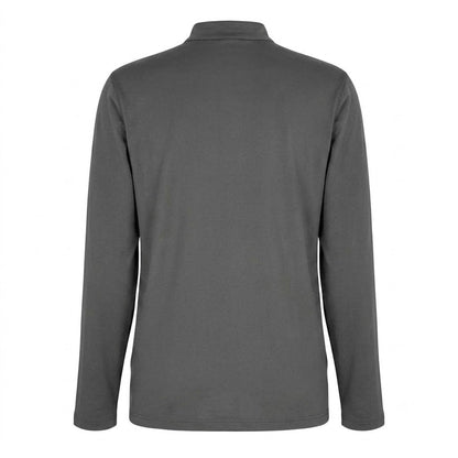 Grey - Back - Boss Mens Performance Quarter Zip Long-Sleeved Top