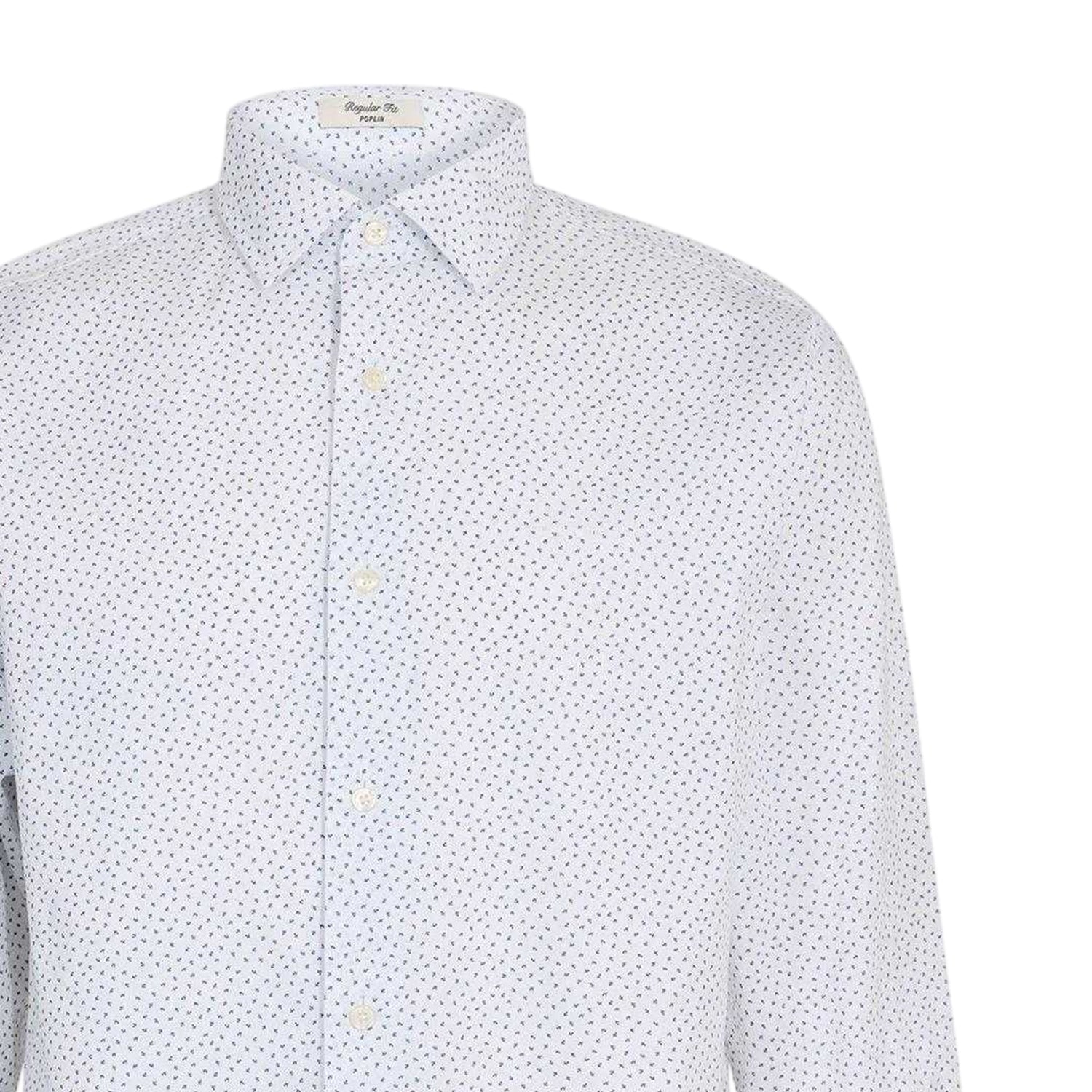 White - Side - Gant Mens All-Over Print Poplin Long-Sleeved Shirt