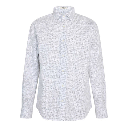 White - Front - Gant Mens All-Over Print Poplin Long-Sleeved Shirt