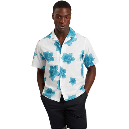 White - Lifestyle - Ted Baker Mens Floral Seersucker Short-Sleeved Shirt