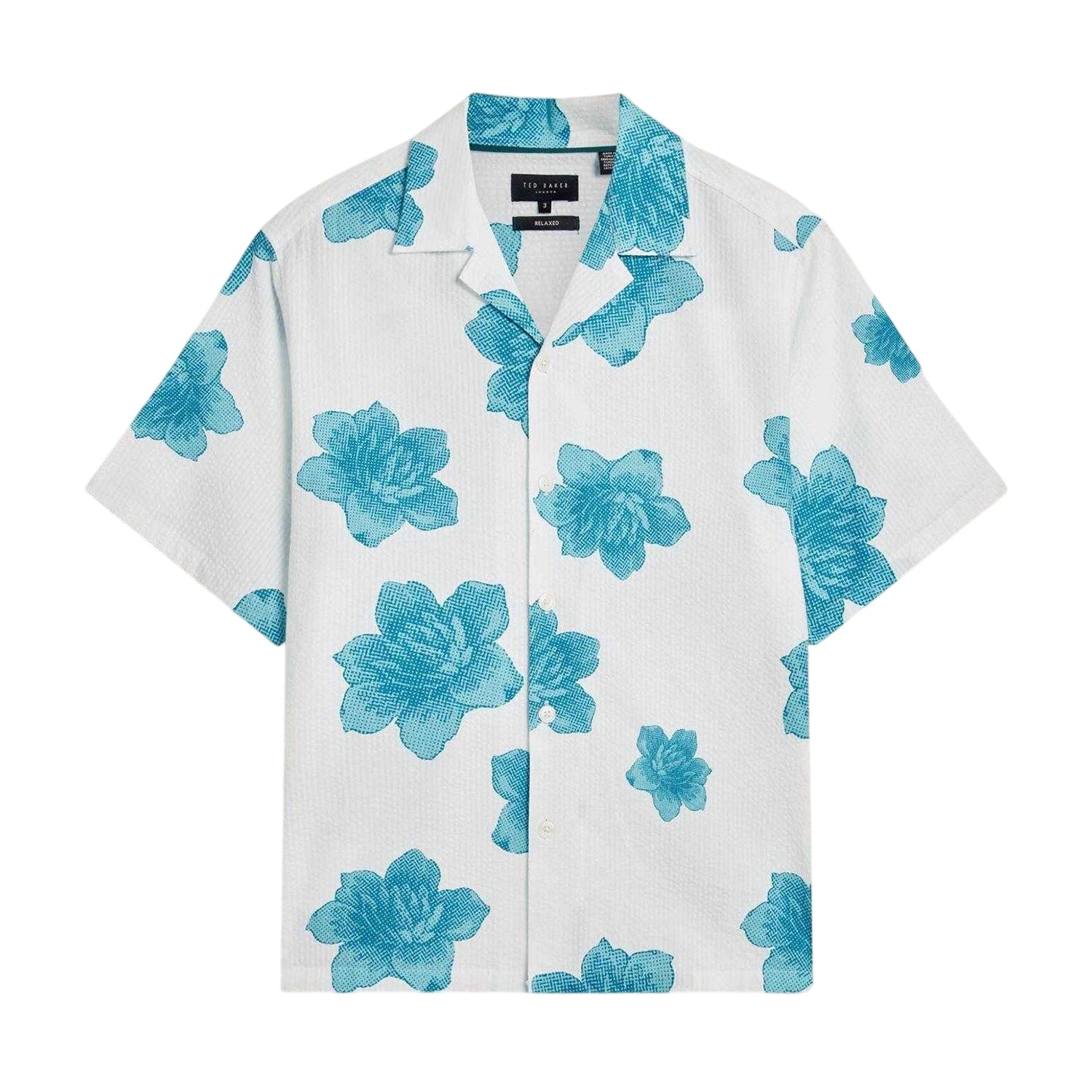 White - Front - Ted Baker Mens Floral Seersucker Short-Sleeved Shirt
