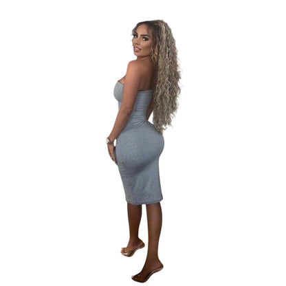 Grey - Back - Honeyz Womens-Ladies Strapless Bodycon Dress