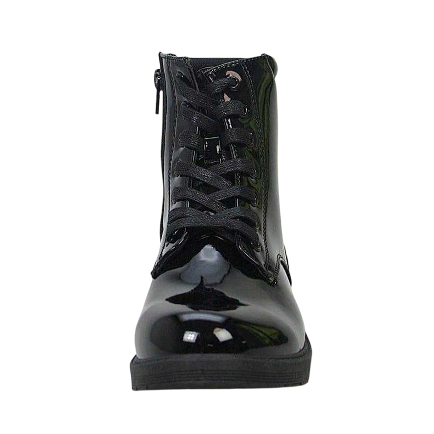 Black - Lifestyle - Buckle My Shoe Girls Lace Up Patent Leather Ankle Boots