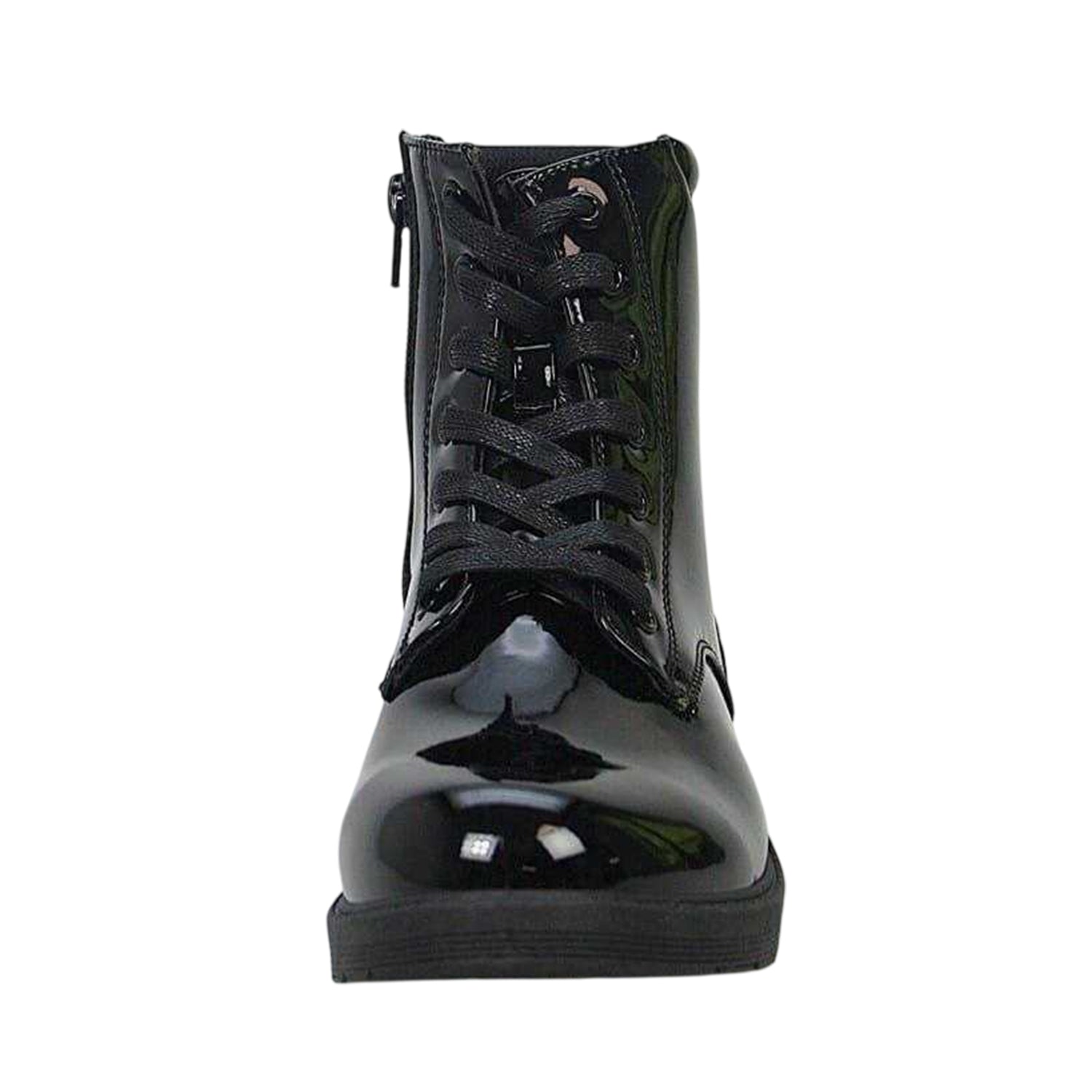Black - Lifestyle - Buckle My Shoe Girls Lace Up Patent Leather Ankle Boots