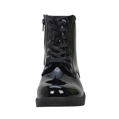 Black - Lifestyle - Buckle My Shoe Girls Lace Up Patent Leather Ankle Boots