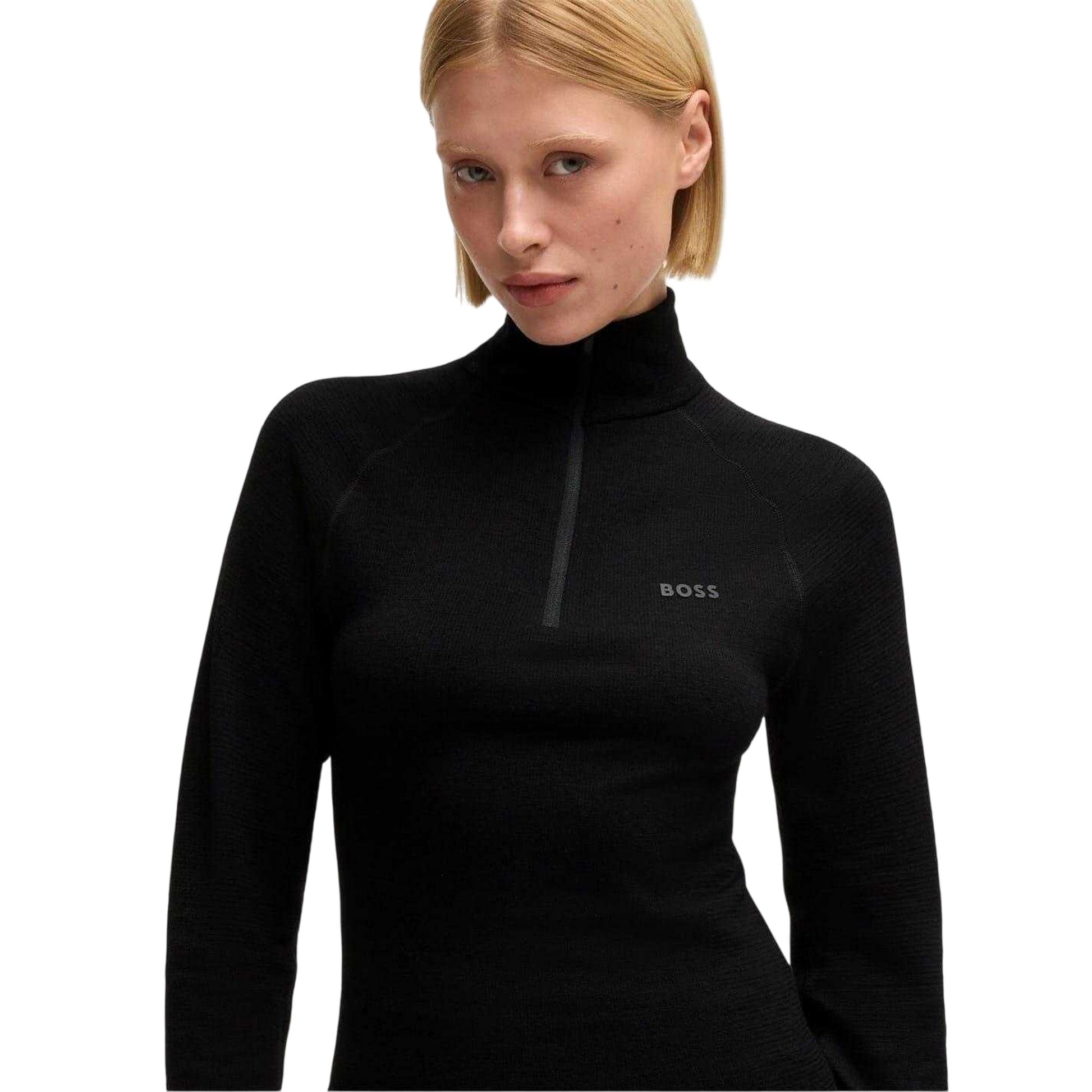 Black - Side - Boss Womens-Ladies Slim Raglan Top