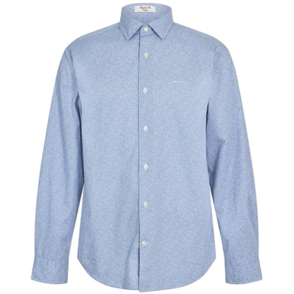 Faded Blue - Front - Gant Mens All-Over Print Poplin Regular Shirt