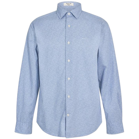 Faded Blue - Front - Gant Mens All-Over Print Poplin Regular Shirt