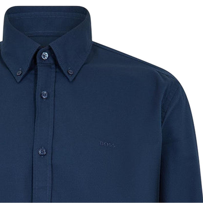 Blue - Side - Boss Mens Rickert Oxford Long-Sleeved Shirt