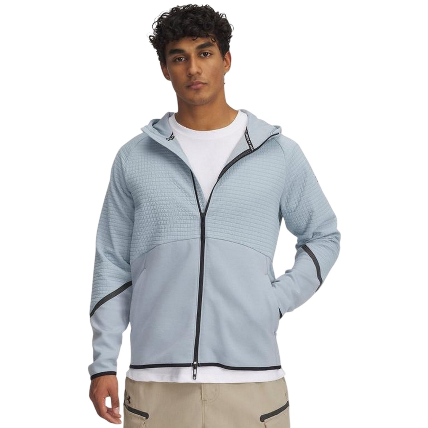 Blue - Front - Under Armour Mens Unstoppable Textured Hooded Jacket