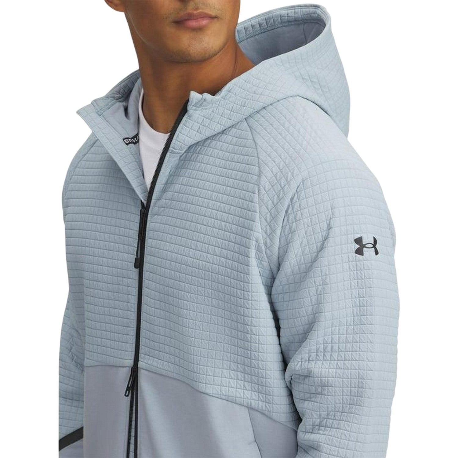 Blue - Side - Under Armour Mens Unstoppable Textured Hooded Jacket