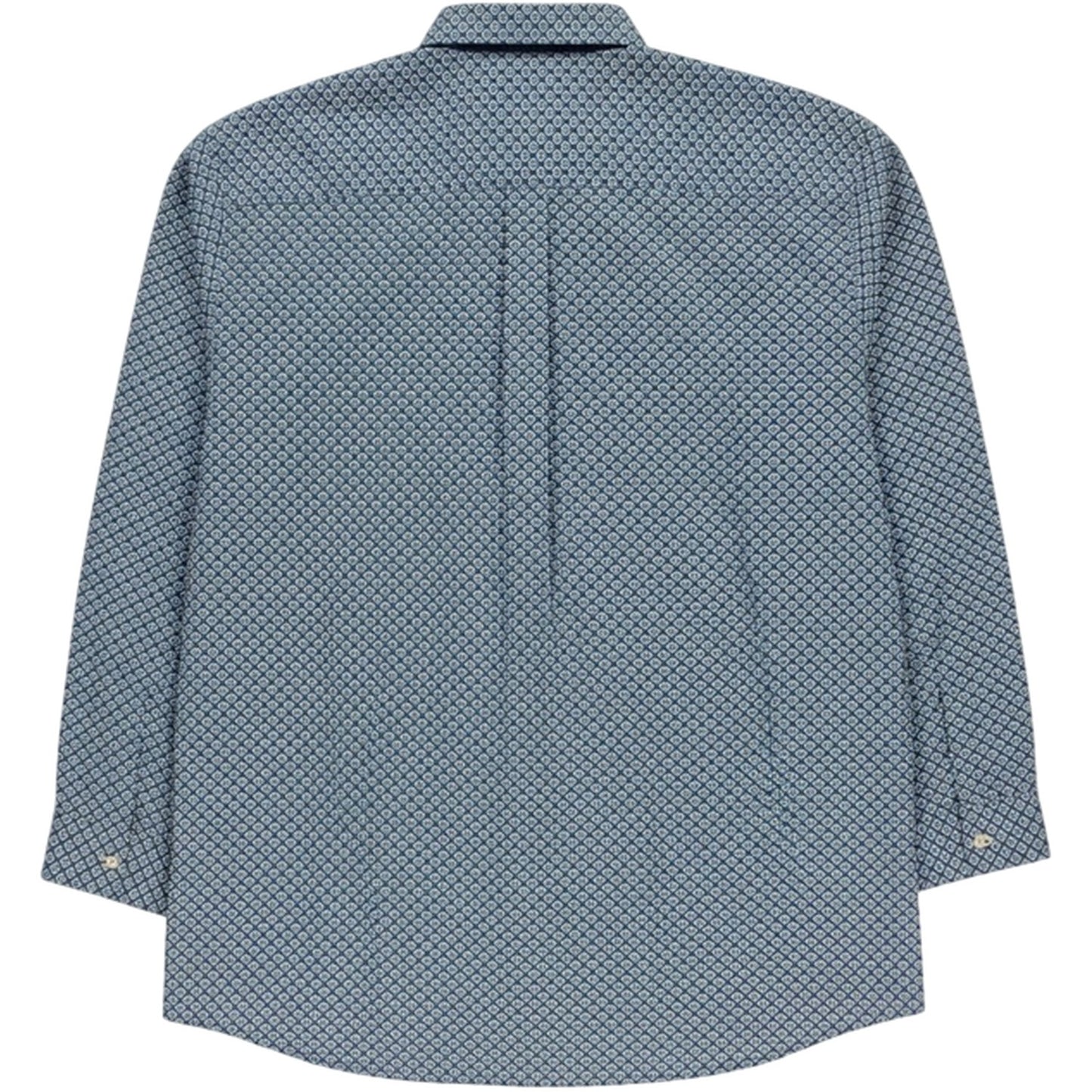 Navy - Back - Raging Bull Mens Geometric Oxford Regular Long-Sleeved Shirt