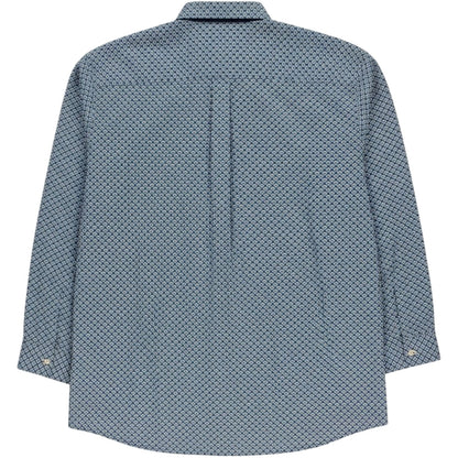 Navy - Back - Raging Bull Mens Geometric Oxford Regular Long-Sleeved Shirt