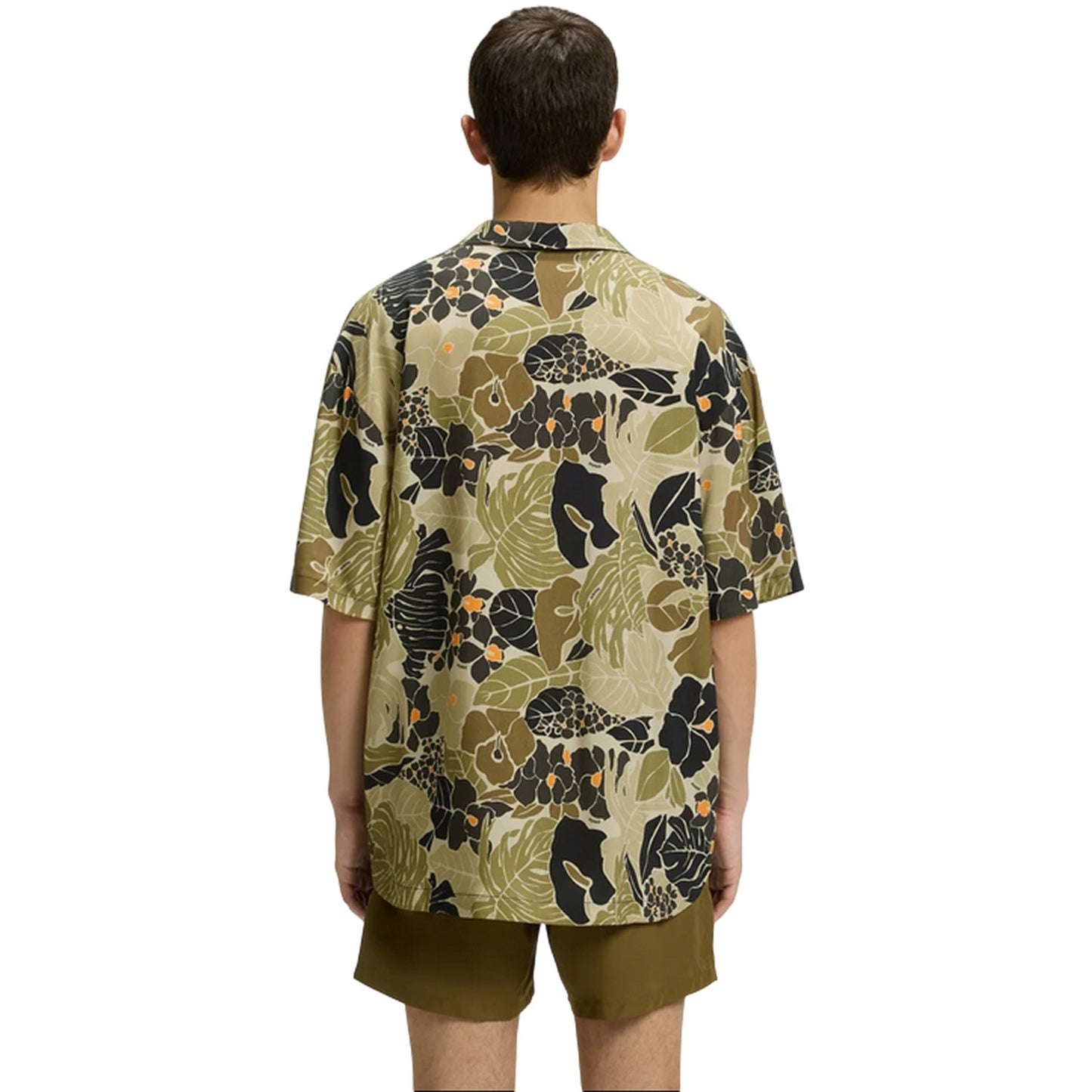 Green - Back - Hugo Mens Printed Viscose Beach Shirt