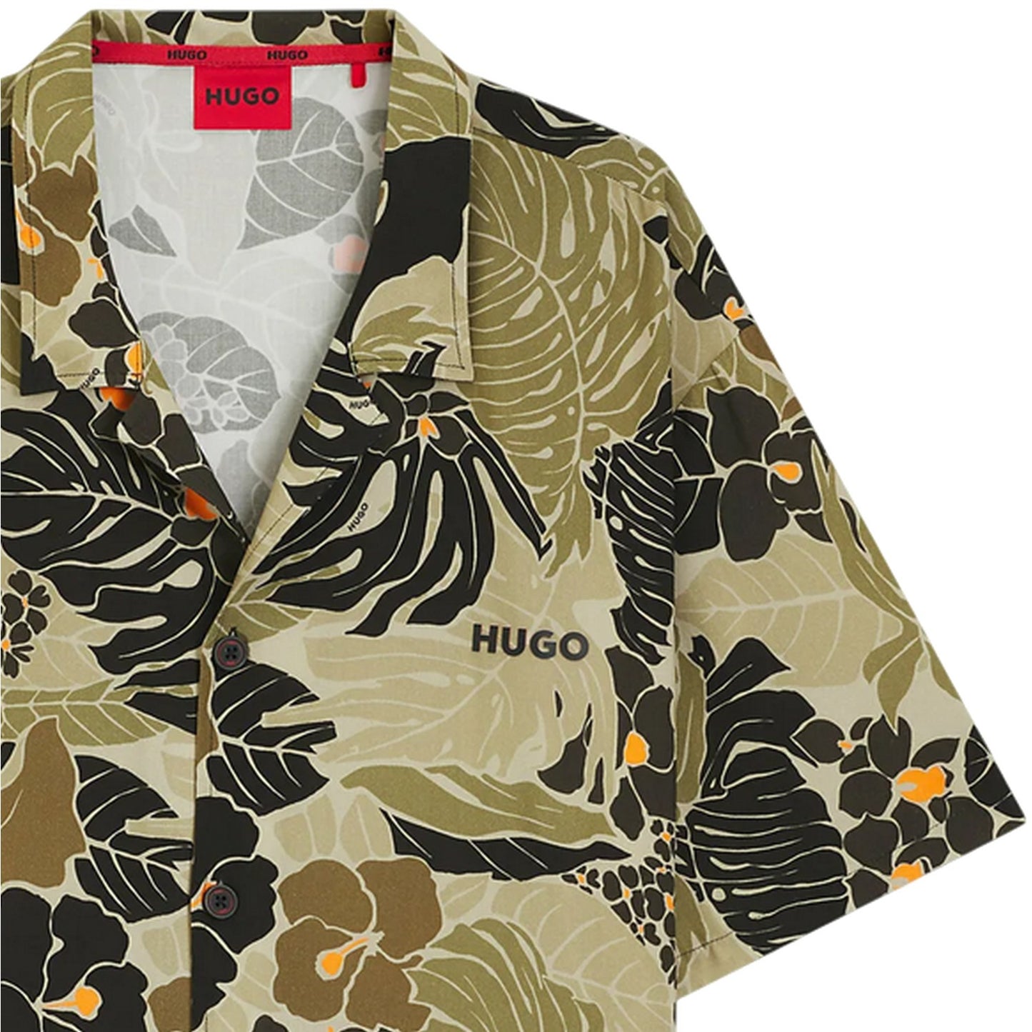 Green - Side - Hugo Mens Printed Viscose Beach Shirt