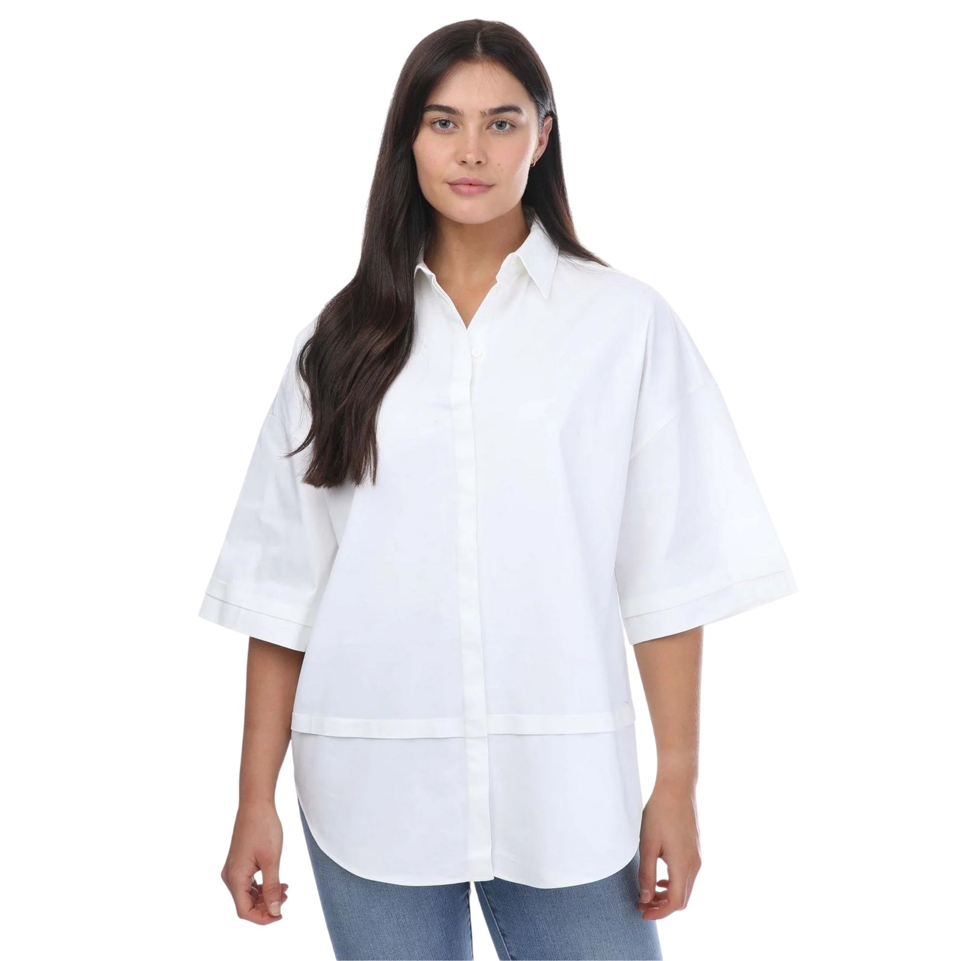 White - Front - Ted Baker Womens-Ladies Orlanda Oversized 3-4 Sleeve Shirt