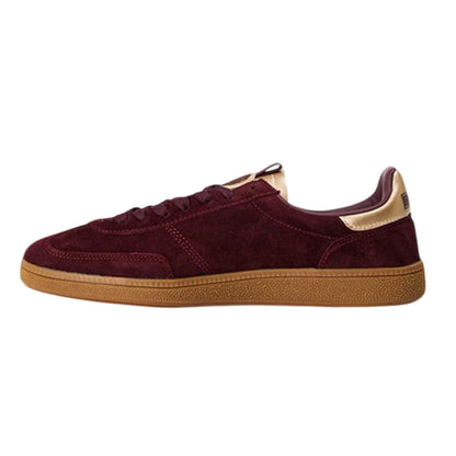 Maroon-Gold - Back - Pretty Green Mens Ramblas Suede Trainers