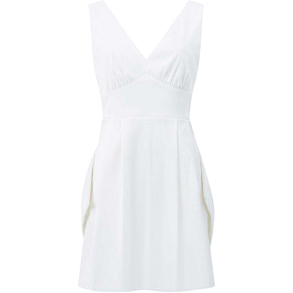 White - Front - French Connection Womens-Ladies Beverly Bow V Neck Mini Dress