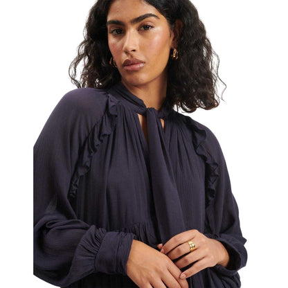 Navy - Back - Nobody´s Child Womens-Ladies Bohana Tie Neck Mini Dress