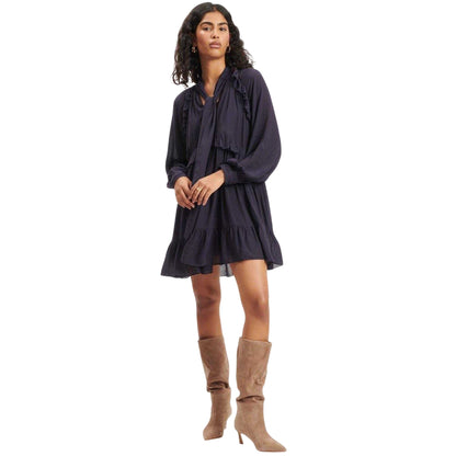 Navy - Lifestyle - Nobody´s Child Womens-Ladies Bohana Tie Neck Mini Dress