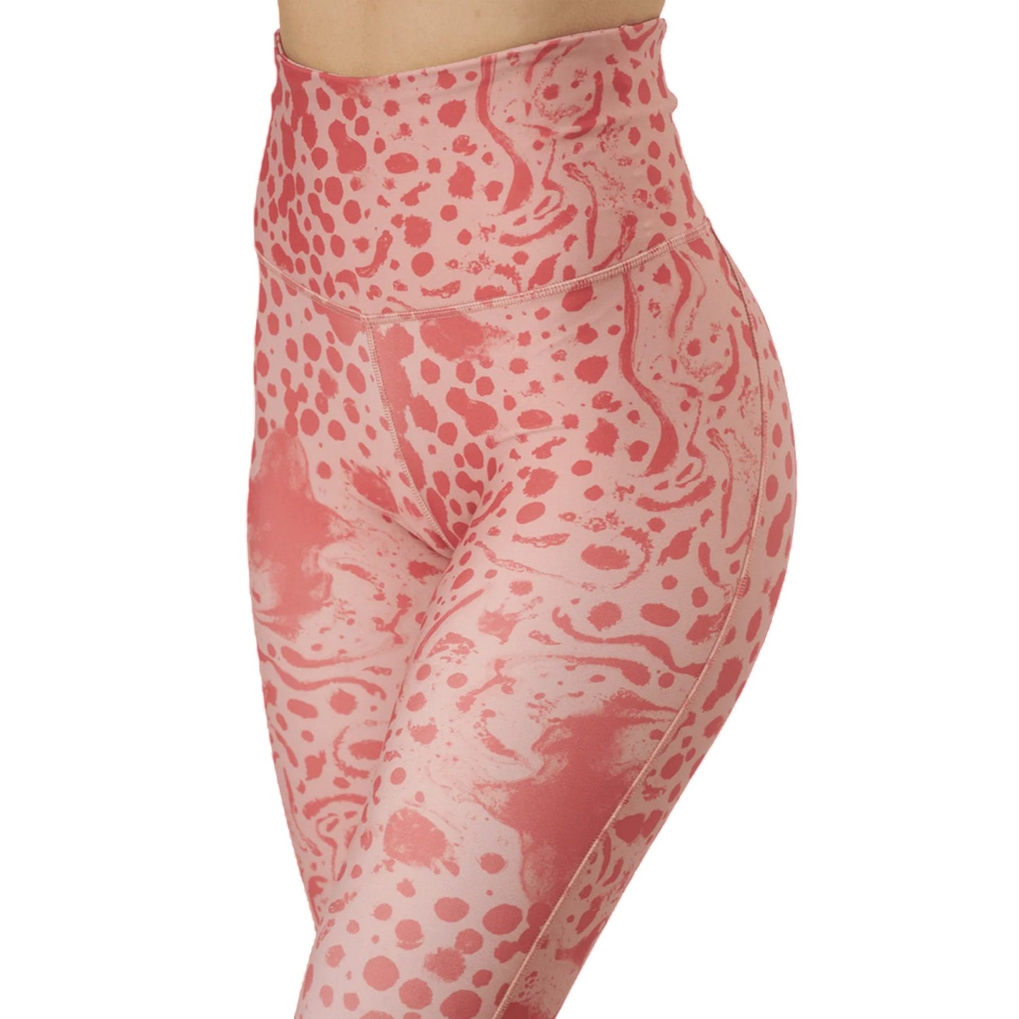 Calypso Coral - Side - Reebok Womens-Ladies Studio Lux HR 2.0 Safari Skinny Leggings