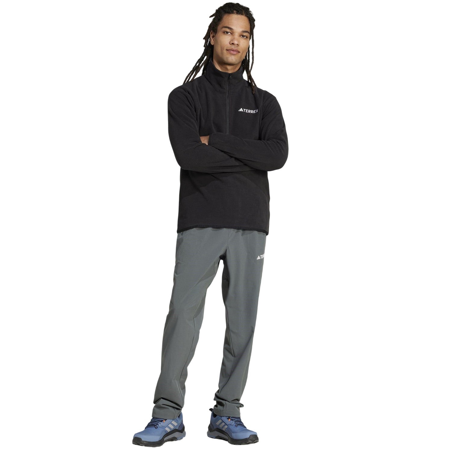 Black - Pack Shot - Adidas Mens Terrex Multi Essentials Half Zip Fleece Jacket
