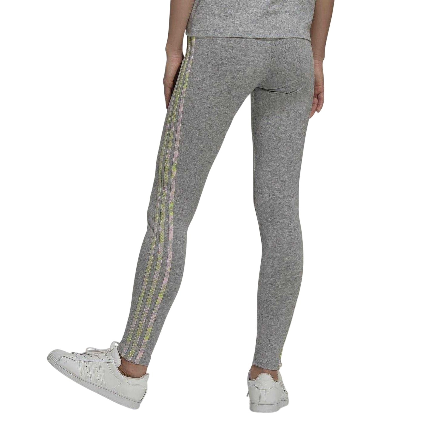 Grey - Back - Adidas Womens-Ladies Trefoil Fitted Leggings