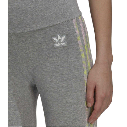 Grey - Side - Adidas Womens-Ladies Trefoil Fitted Leggings